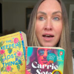 Steph Johnson scouse bird holding two books for book review carrie soto is back and keeper of lost things